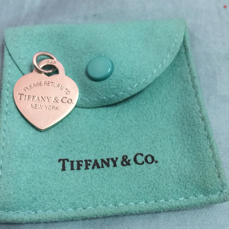 Tiffany &amp; Co. 愛心刻字吊飾 925純銀 可當項鍊 手鍊使用 9成新