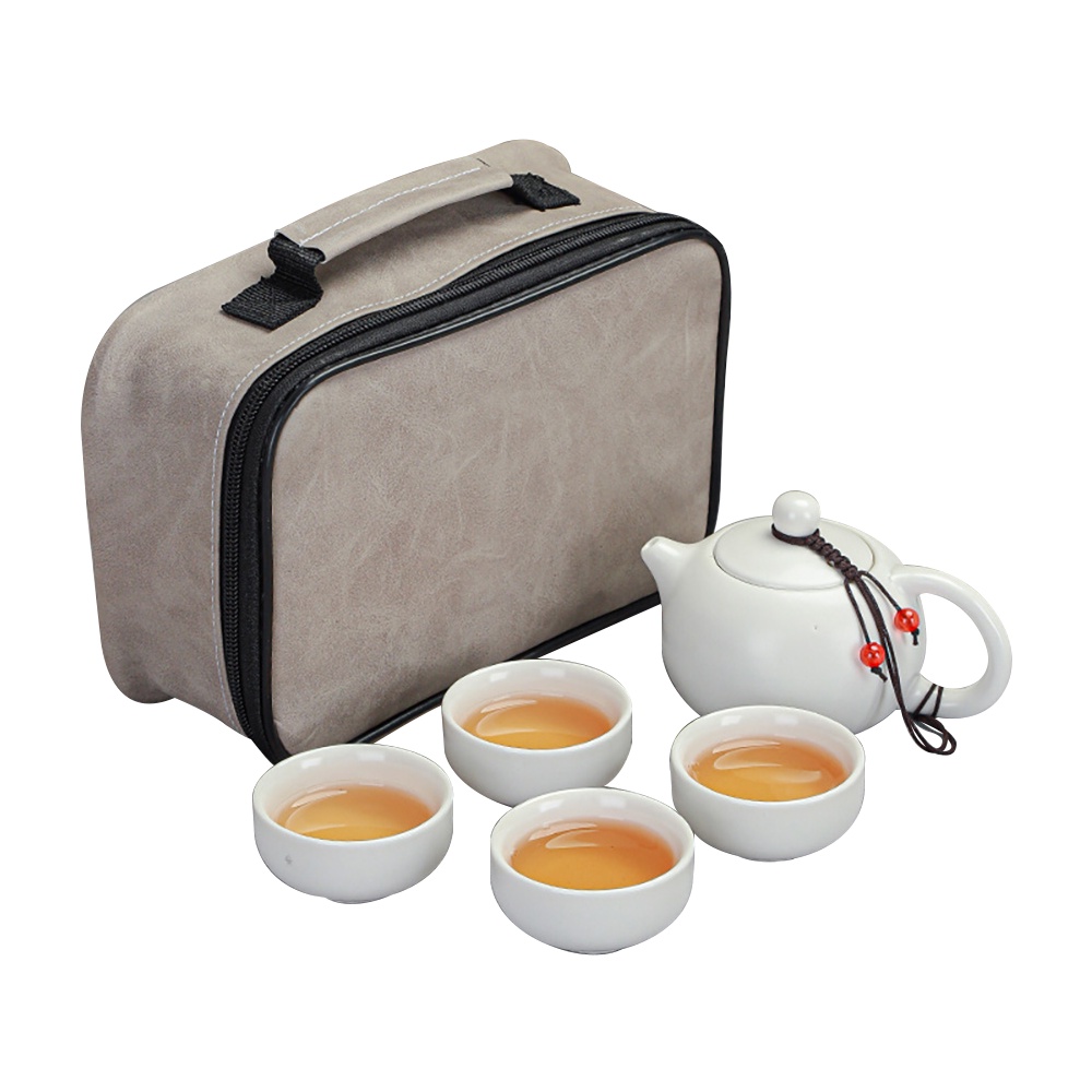 【居家cheaper】一壺四杯旅行茶具組(附收納袋/茶盤/吸水布) 西施壺200ML X1 +茶杯40ML X4 FB