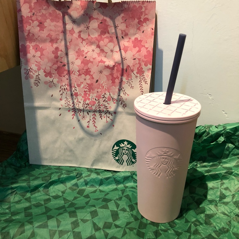 全新正品 Starbucks韓國星巴克 LPINK不鏽鋼Togo冷水杯(355ml) 霧面粉櫻花吸管不鏽鋼杯