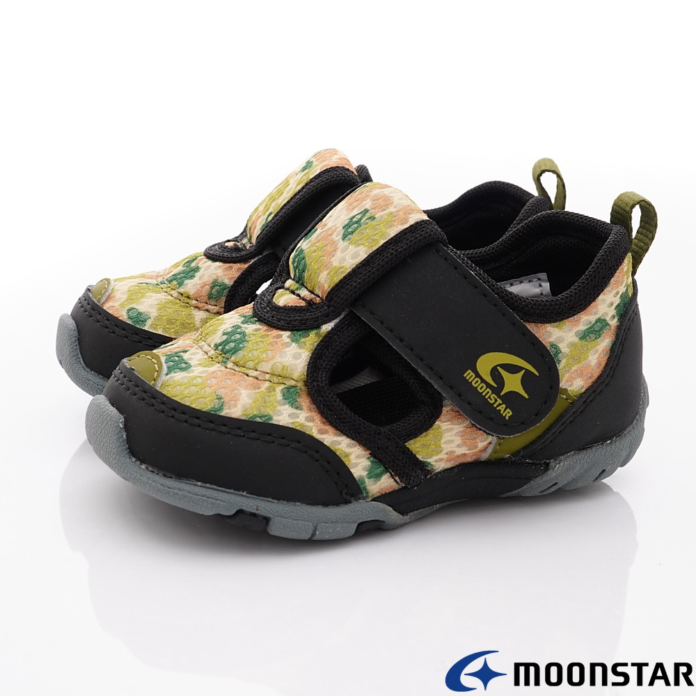 日本月星Moonstar機能童鞋 2E抗菌透氣鞋款 1843黑綠 12.5~13.5cm(寶寶段)