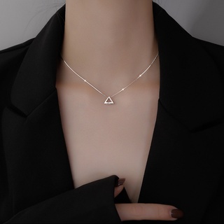 S925純銀三角項鍊時尚簡約飾品鎖骨鏈女生學生結婚禮品批發