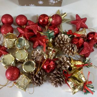 聖誕裝飾 聖誕禮盒組 聖誕球 松果 聖誕禮品 現貨 聖誕星星 聖誕鈴噹 聖誕組合包 古銅 紅色