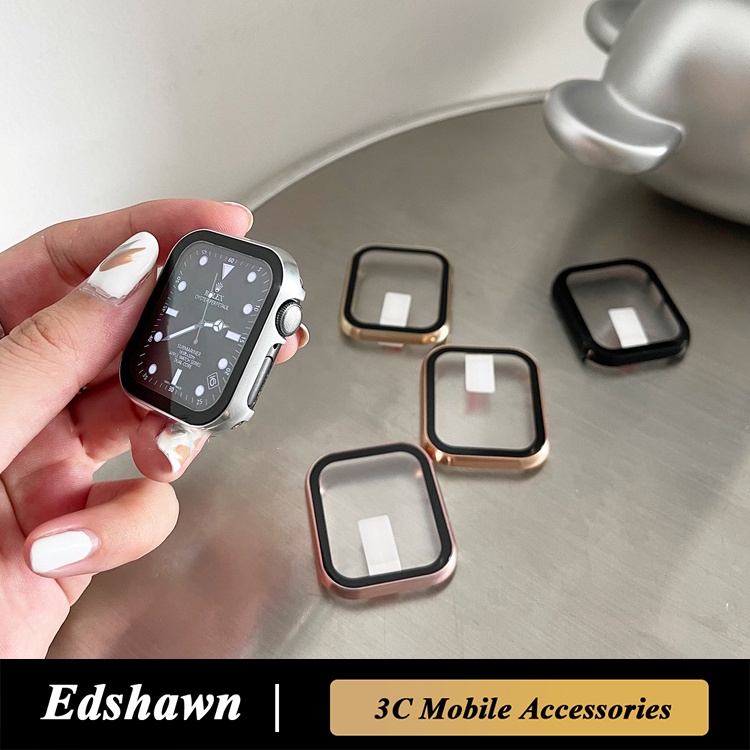 Apple Watch 7代錶殼 亮面鋁合金保護殼 屏幕保護膜 蘋果手錶iWatch 6 5 4 SE殼膜一體全包保護殼