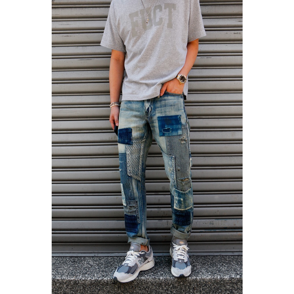 FDMTL 21FW SLIM FIT 日本製 BORO 拼接 鈴鐺 小直筒 牛仔褲 丹寧 全新 現貨