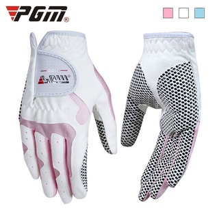 PGM GOLF 白色粉色藍色成年女士高爾夫手套一雙附帶防滑顆粒排汗孔設計ST018