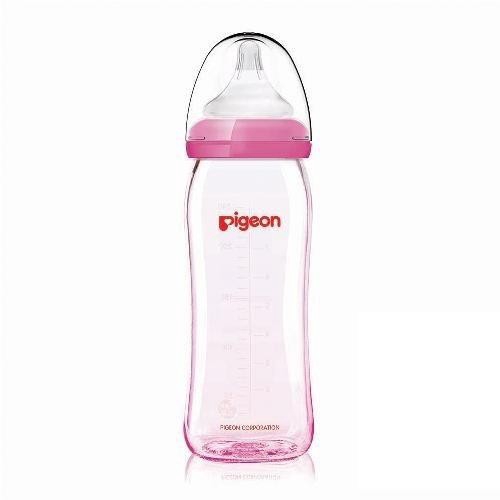 貝親 PIGEON日本  矽膠護層寬口母乳實感玻璃奶瓶(240ml)-粉L[免運費]