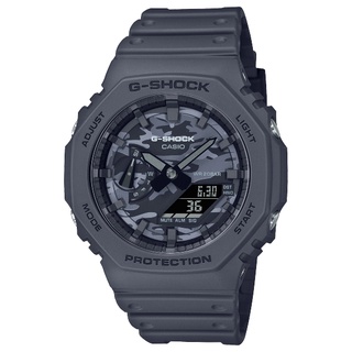 CASIO卡西歐 G-SHOCK GA-2100CA-8A 超人氣八角形雙顯迷彩設計腕錶 / 深灰 45.4mm