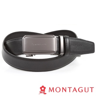 【MONTAGUT夢特嬌】時尚經典紳士自動扣皮帶A09M358116黑色