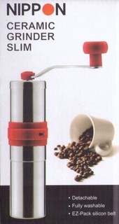【米拉羅咖啡】NIPPON SLIM 手搖式磨豆機 (30g) 不鏽鋼機身+陶瓷錐形磨刀【紅】與Porlex刀盤零件通用