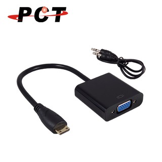 【PCT】Mini HDMI to VGA+3.5mm音源 螢幕轉接線-黑色(HVA11m)