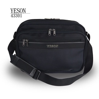 YESON永生 防潑水 黑色橫式斜背包/公事包/側背包/筆電包 43301 加賀皮件