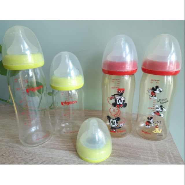 日本貝親pigeon 寬口玻璃奶瓶240ml +160ml/ 米奇米妮ppsu奶瓶240ml