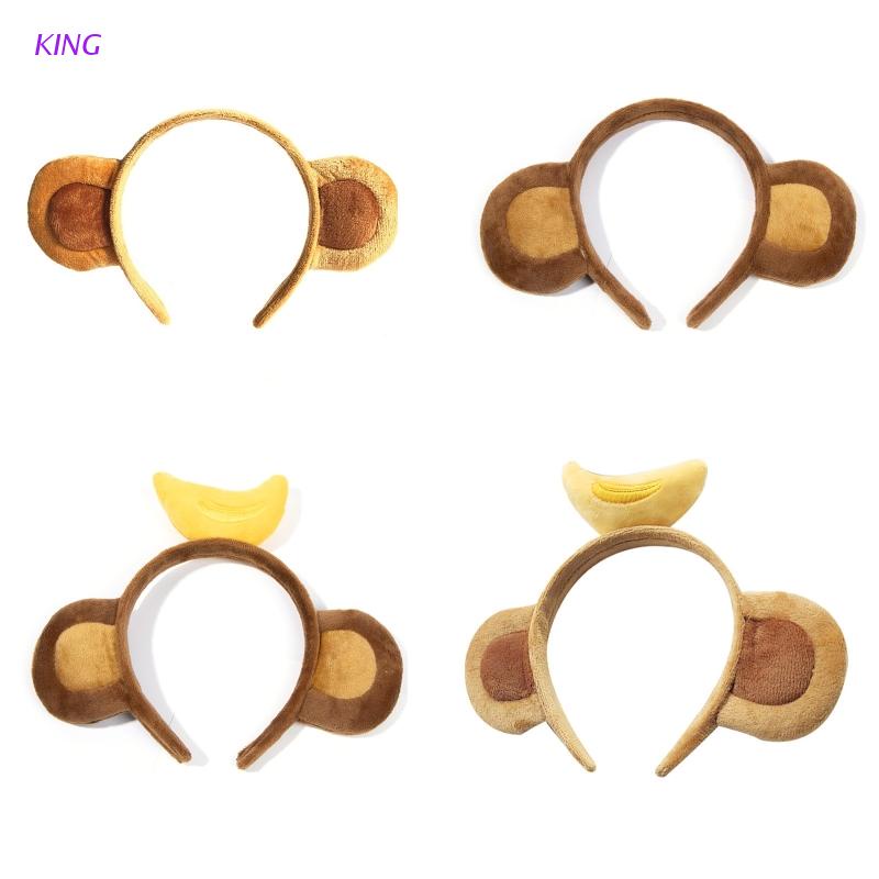 KING 猴子髮箍蓬鬆香蕉髮箍主題派對錶演頭飾洗臉頭箍卡通動物髮箍