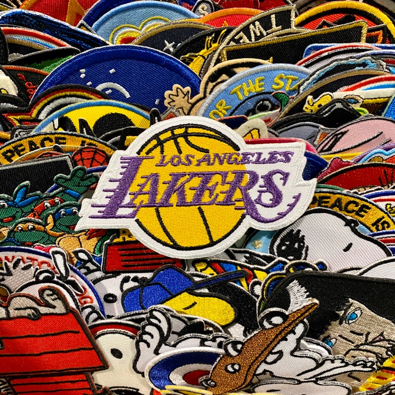:::OH YEAH！:::NBA Lakers湖人隊 國外帶回熨斗貼燙布貼徽章 刺繡布貼刺繡徽章 飛星外套包包褲子補丁