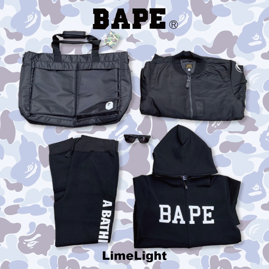 ☆LimeLight☆ A BATHING APE BAPE 福袋 托特包 MA1 棉質外套 棉褲 休閒棉褲