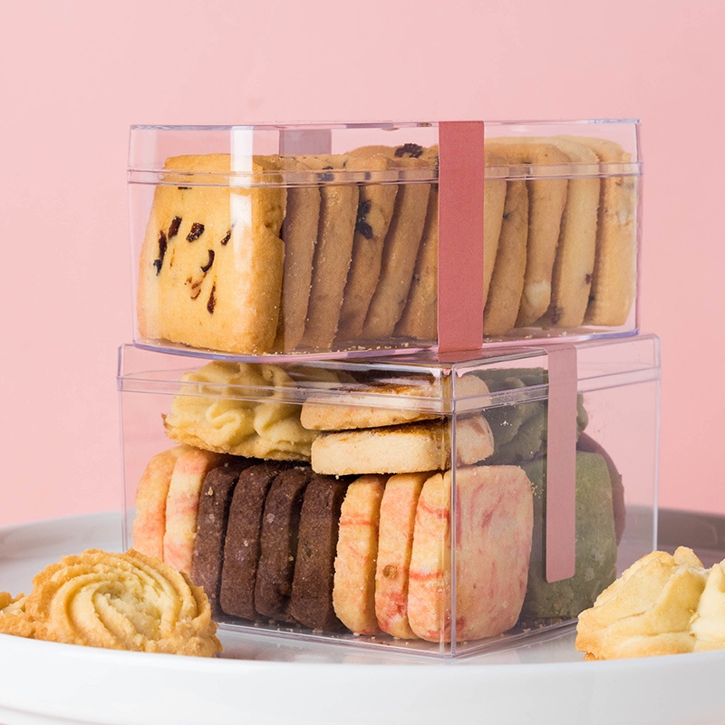【現貨】【餅乾盒】曲奇餅乾包裝盒 蔓越莓餅乾透明 盒子 烘焙 雪花酥奶棗塑膠 包裝罐