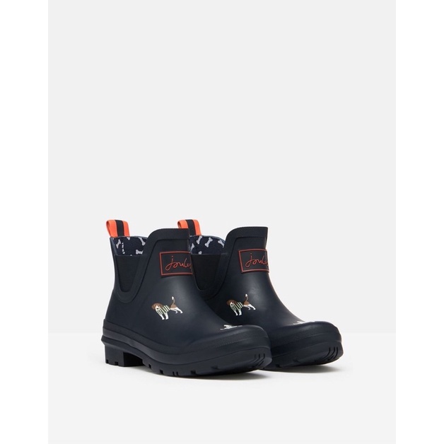 Miolla 英國品牌Joules 黑色可愛米格魯狗狗短筒雨靴/雨鞋