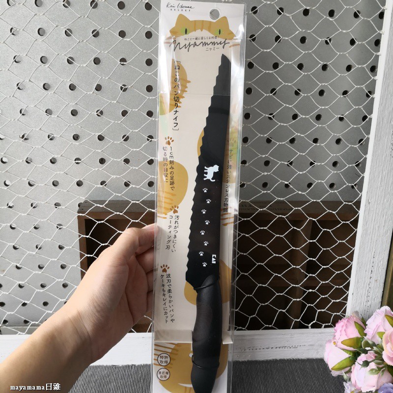 ♥︎MAYA日雜♥︎日本 貝印 黑色 貓咪 三德 料理刀 麵包刀