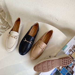 JC Shop【35-42#】韓國熱銷 頭層牛皮 真皮淺口鞋 真皮包鞋 大尺碼平底娃娃鞋 休閒鞋