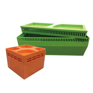 多功能瀝水籃收納盒-大1入+小1入-密封置物箱-上蓋兩種蓋法 透氣通風或密合防塵