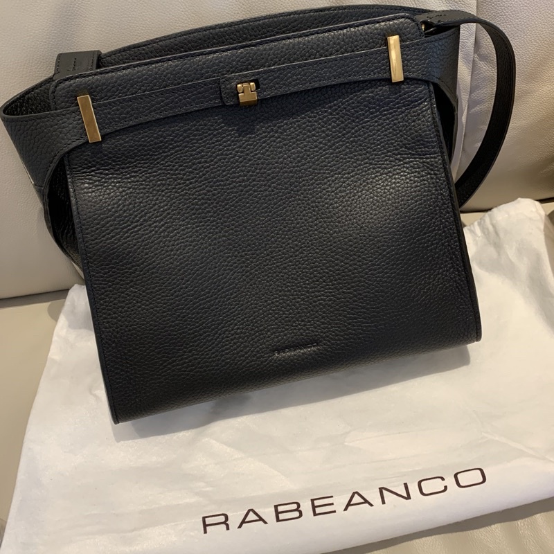 全新 Rabeanco 三十而已顧佳同款 牛皮黑色手提包 側背包