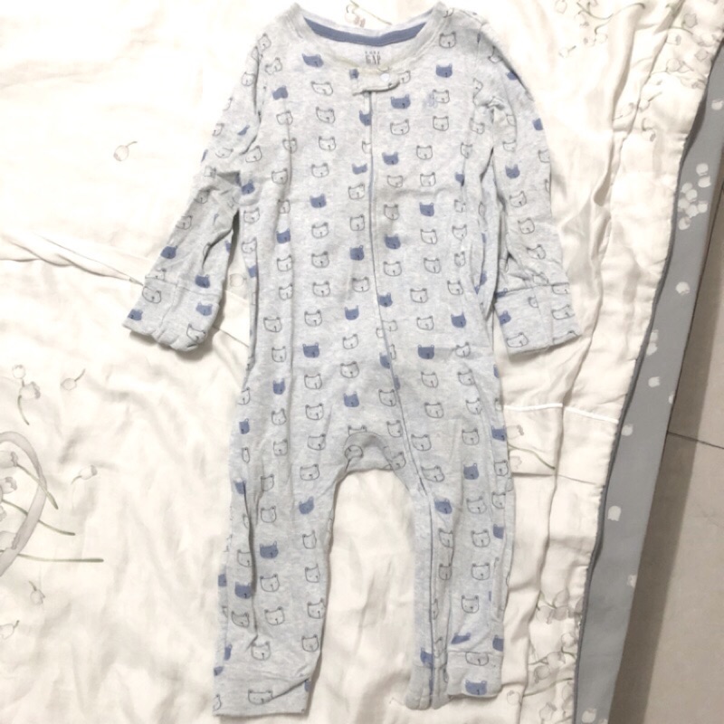 GAP baby 小熊 淡藍色拉鍊連身衣 包屁衣 包屁褲 80公分 12-18個月 正品 嬰幼兒 兒童 寶寶