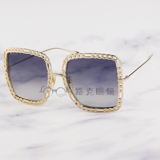 【LOOK路克眼鏡】Gucci 太陽眼鏡 金色 漸層鏡片 眼鏡鏈雙G吊飾 GG1033S 002