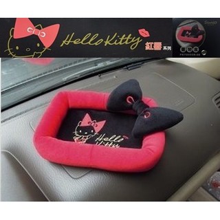 車之嚴選 cars go 汽車用品【PKTD005R-08】Hello Kitty 紅唇系列蝴蝶結儀表板止滑置物盒收納盒