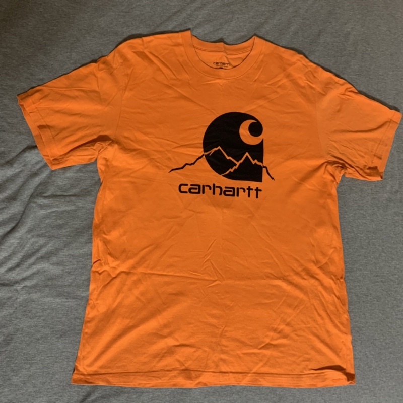 [XL號] Carhartt WIP Outdoor C Label T-Shirt 山脈 LOGO 短T 橘色 二手