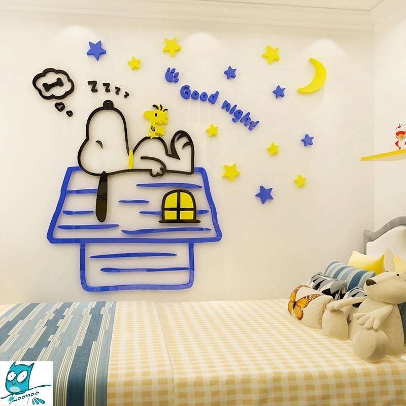 【Zooyoo壁貼】卡通史努比壓克力牆貼 3d立體壁貼 兒童房裝飾貼紙 寶寶房間布置卧室床頭卡通創意貼畫