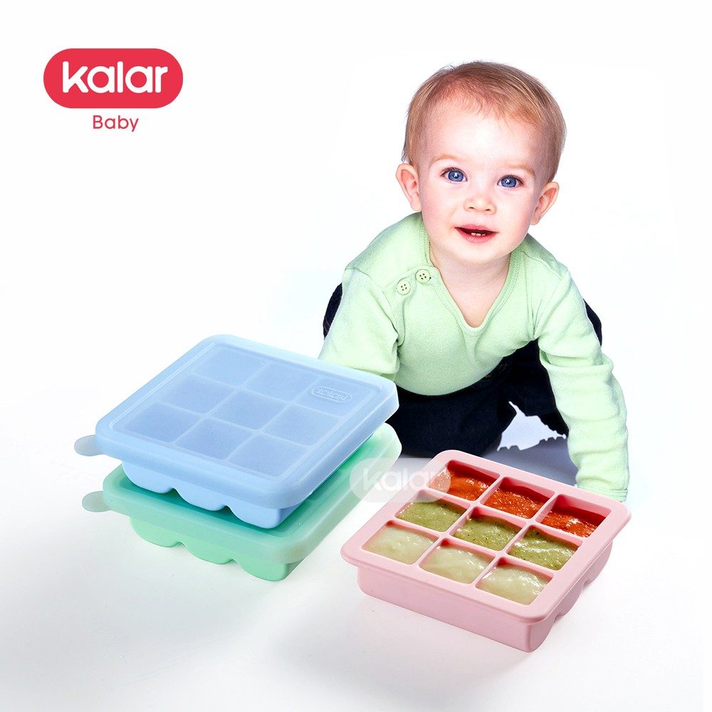 Kalar 美國FDA/德國LFGB雙重認證 矽膠寶寶副食品分裝盒 副食品冰磚盒 冷凍分裝盒 矽膠製冰盒【9格】