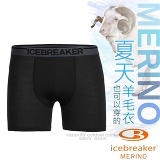 【紐西蘭 Icebreaker】男款美麗諾羊毛 Anatomica 高彈性四角內褲/兩入合購/黑_ IB103029