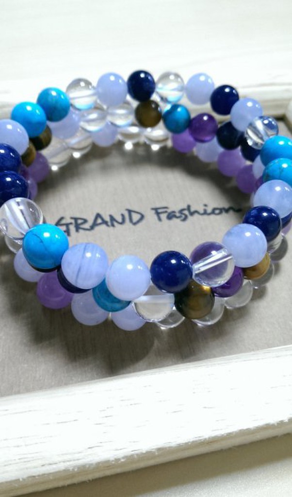 【GRAND Fashion】Energy Muse風 青金石/土耳其石/紫水晶/虎眼石/藍紋瑪瑙/白水晶 手環天然寶石