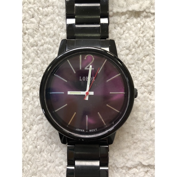 Lobor 個性黑紫金屬錶帶手錶 編號W75