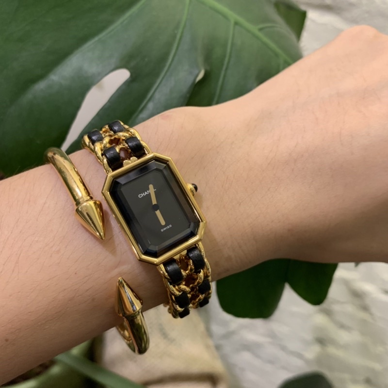 Chanel Premiere 皮穿鏈金色首映錶 L號-不議價限台南面交