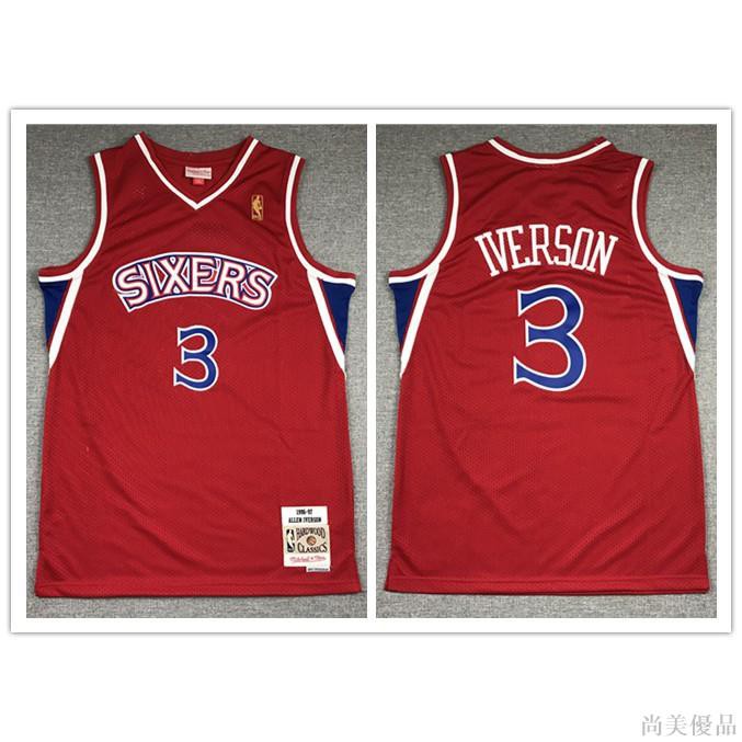 【現貨熱銷】❅【10種款式】NBA球衣 費城 76人 76ers 3# 艾佛森 Iverson 復古紅色 艾佛森球衣 籃