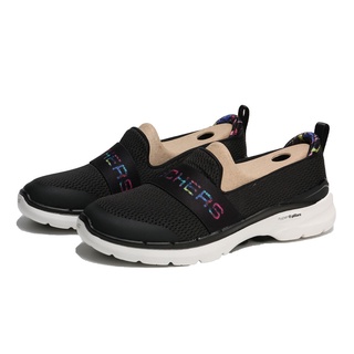 SKECHERS GO WALK 6 黑 彩色LOGO織帶 女健走鞋 瑜珈鞋墊 KAORACER 124539BKMT