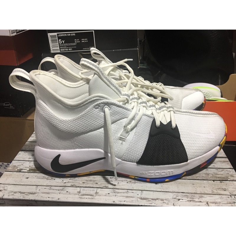 Nike pg2 白 彩虹底 28.5 10.5 二手 穿一次 2000元 籃球鞋 男鞋 AJ5164-100