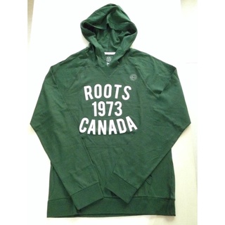 全新 Roots 男生 楓葉連帽長袖T恤 M號 加拿大特別版 綠色