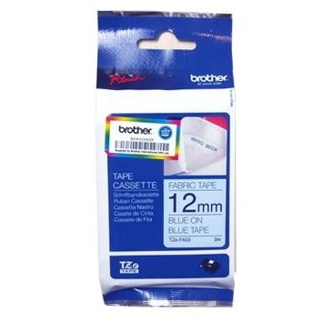 brother Tze-FA53 粉藍布藍字 12mm原廠燙印布質標籤帶/還有粉紅布藍字/可燙印在布上喔