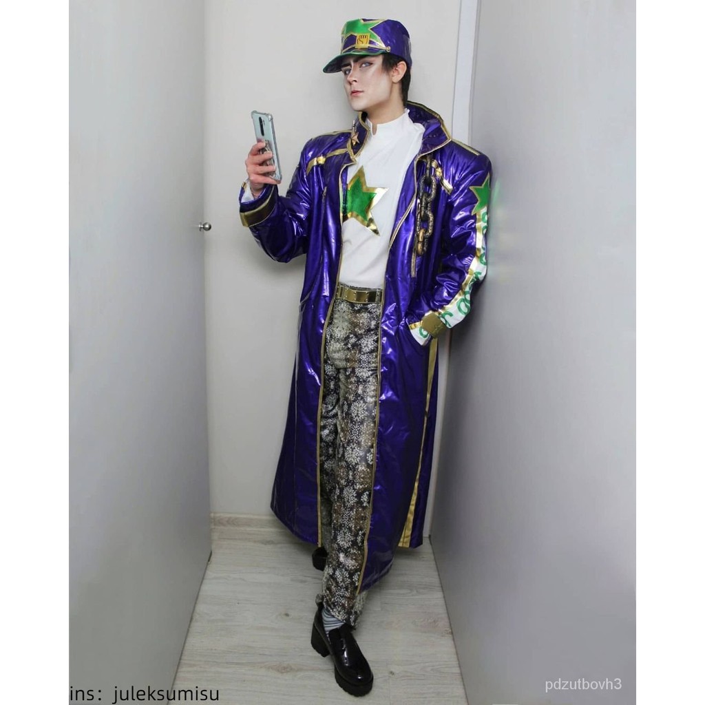 Jojo的奇妙冒險空條承太郎cos服第六部pu皮外套cosplay服石之海 蝦皮購物