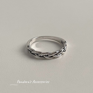 Pandora's 金工飾品設計╭。菲墨扭紋編織分層辮子 925全純銀戒指 ☞正韓空運預購追加款☜