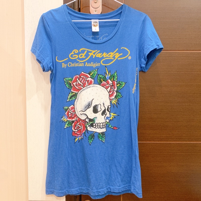 美國購入 Ed hardy 水鑽骷髏頭長T S號