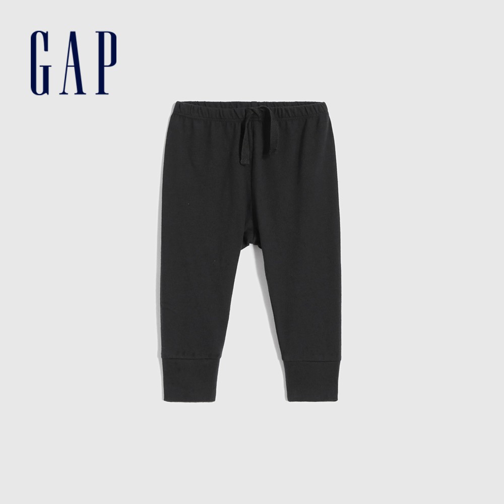 Gap 嬰兒裝 純棉基本款束口棉褲-灰黑色(750137)