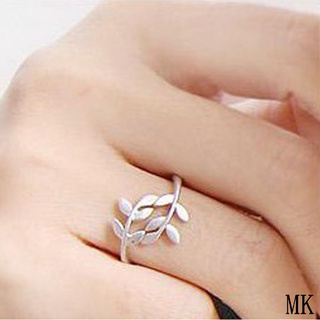 Charms 橄欖樹枝樹葉開口戒指結婚戒指可調節珠寶 MK