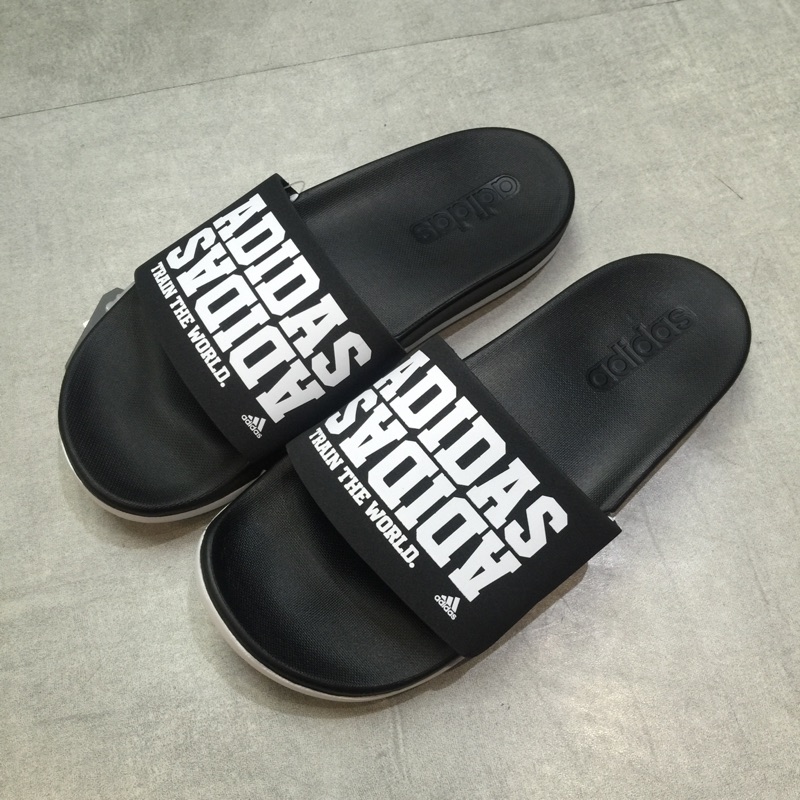 Adidas adilette cf+campus 軟底 拖鞋 黑白 BY2615