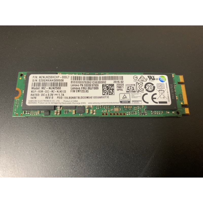 ☆Superme本舖☆Samsung SSD PM871 M.2 256GB Lenovo PN:SSD0E97939