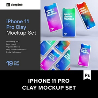iPhone 11 Pro Clay Mockup 19款智能手機UI展示樣機.M2020053116