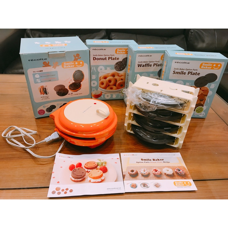 二手 日本Recolte 微笑鬆餅機Smile Baker 主機+烤盤薑餅人/美式鬆餅