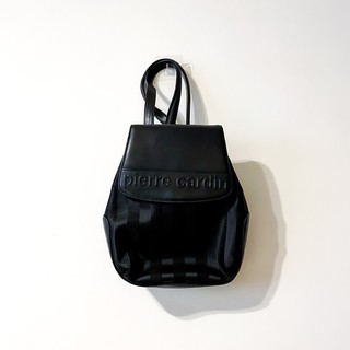 pierre cardin 皮爾卡登 / 真皮經典後揹包 皮革肩揹包 皮包 手工精品包 名牌包 黑色壓紋 女用 書包